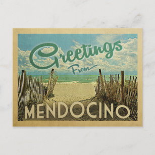 Postal Viaje de Mendocino Beach Vintage