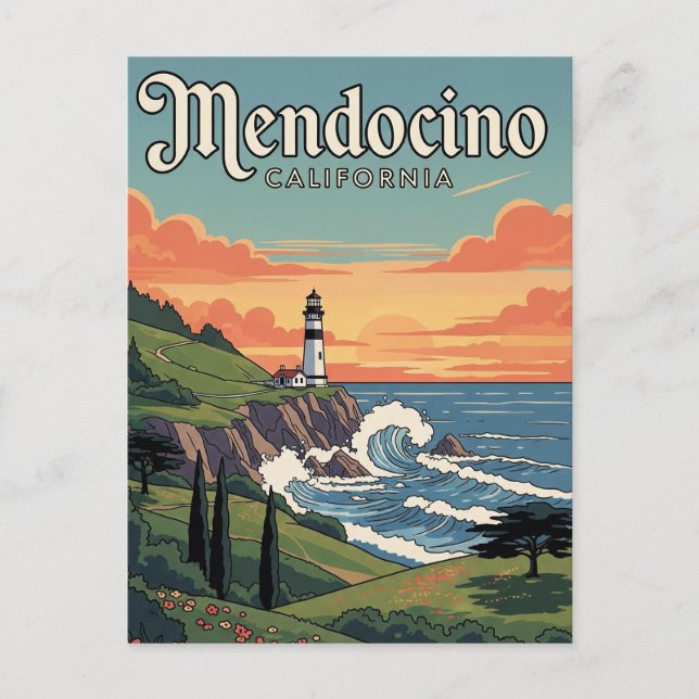Postal Viaje de Mendocino California (Anverso)