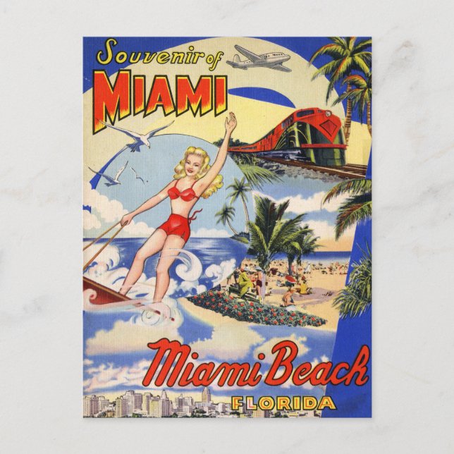 Postal Viaje de Miami Beach Florida (Anverso)