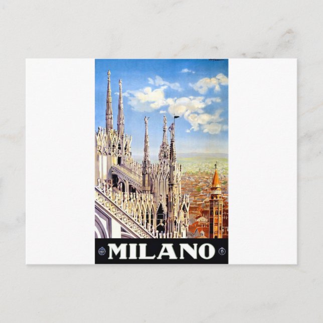 Postal Viaje de Milán de Vintage (Anverso)