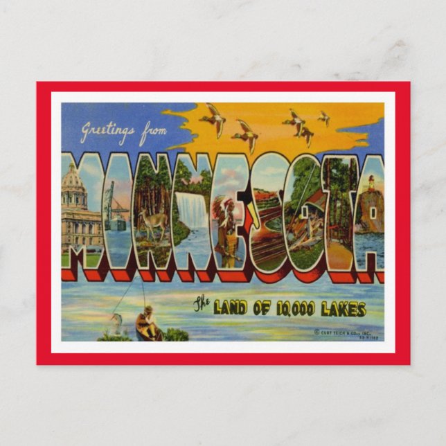 Postal Viaje de Minnesota Vintage (Anverso)