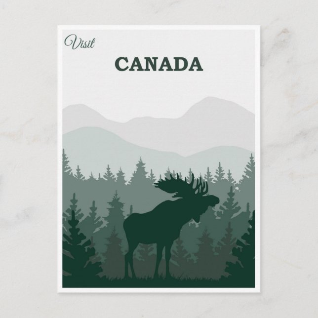 Postal Viaje de Moose Natural de Canadá Vintage (Anverso)