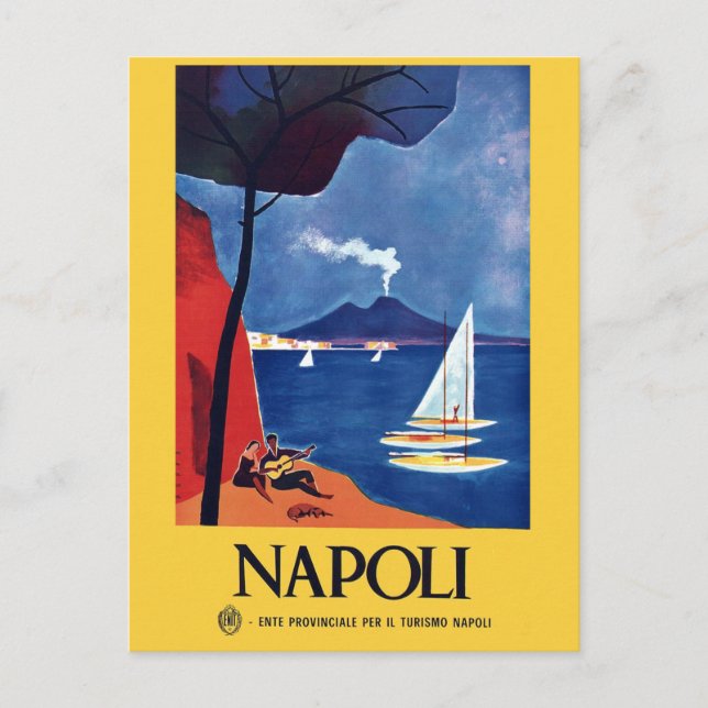 Postal Viaje de Nápoles Vintage Italia (Anverso)