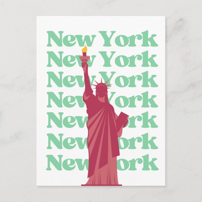 Postal Viaje de New York City Pink Green NYC (Anverso)