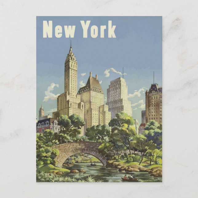 Postal Viaje de New York City Vintage (Anverso)