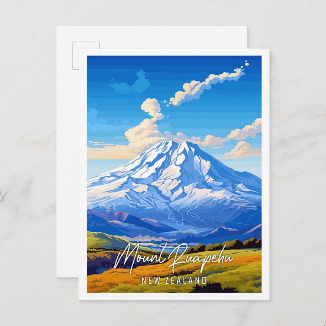 Postal Viaje de Nueva Zelanda al monte Ruapehu (Anverso / Reverso)