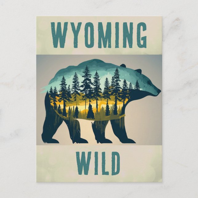Postal Viaje de oso salvaje de Wyoming (Anverso)