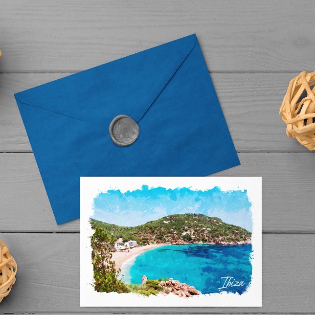 Postal Viaje de paisajes de playa de Ibiza España (Ibiza Spain Postcard)