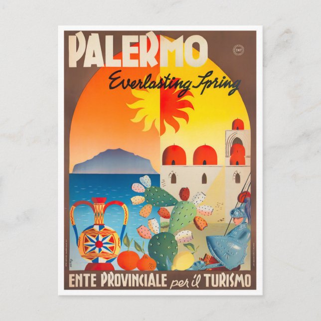 Postal Viaje de Palermo Italia vintage (Anverso)