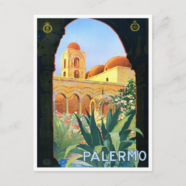 Postal Viaje de Palermo Italia vintage (Anverso)