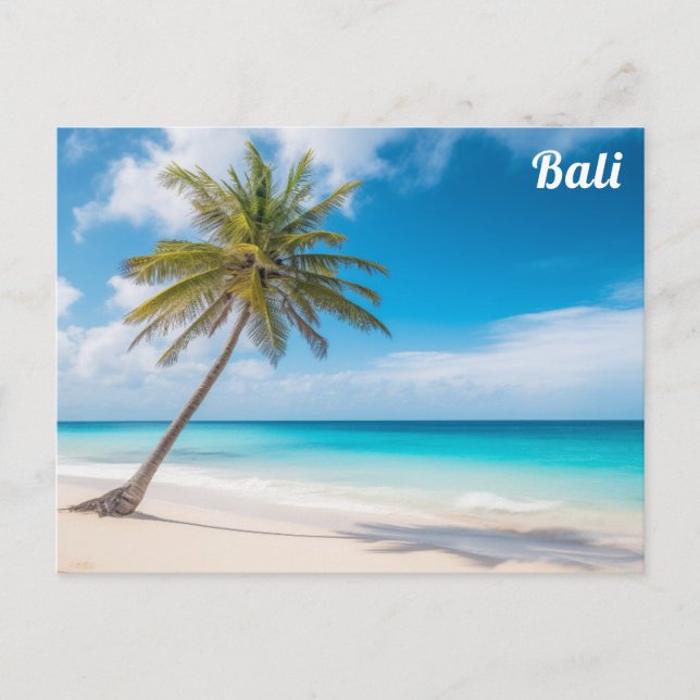 Postal Viaje de palmeras tropicales de Bali Indonesia (Anverso)