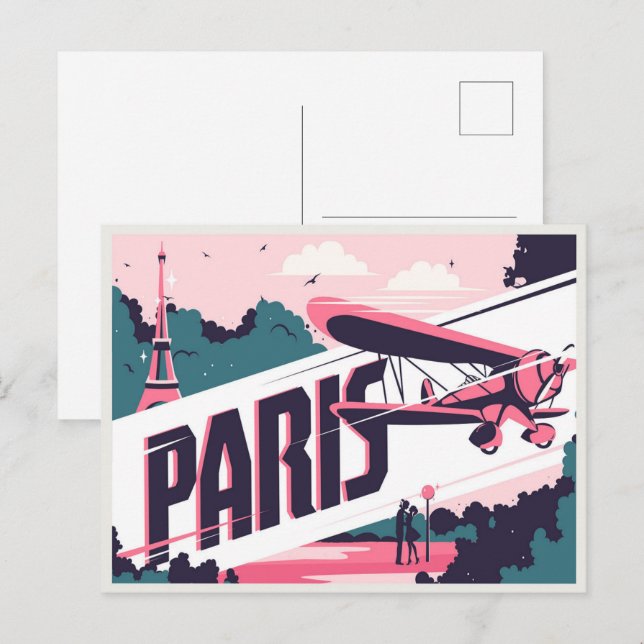 Postal Viaje de pareja en la Torre Eiffel de París (Anverso / Reverso)