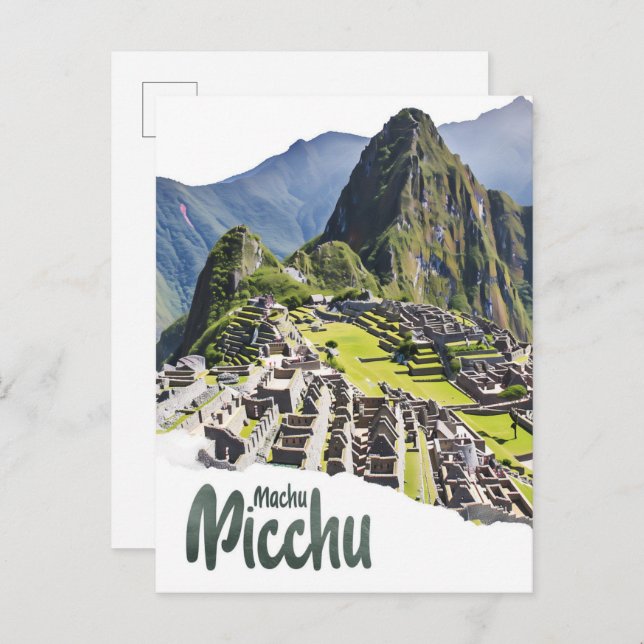 Postal Viaje de pintura acuática de Machu Picchu Perú (Anverso / Reverso)