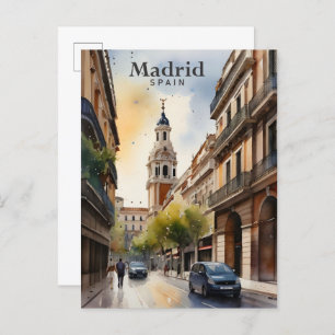 Postal Viaje de pintura acuática de Madrid España