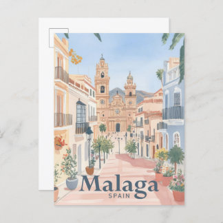 Postal Viaje de pintura acuática de Málaga España