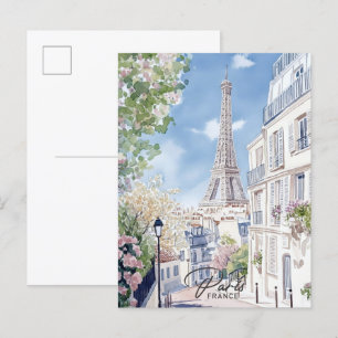 Postal Viaje de pintura acuática de París Francia