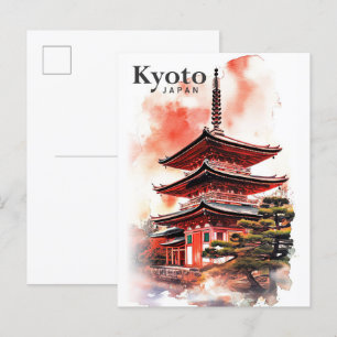 Postal Viaje de pintura de acuarela de Kyoto Japón