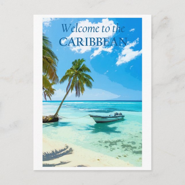 Postal Viaje de playa de Caribe vintage (Anverso)