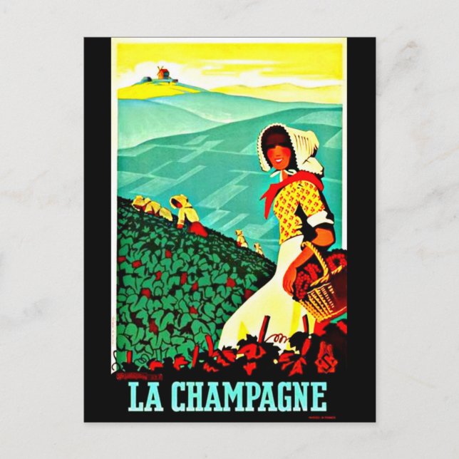 Postal Viaje de postales-vintage-champagne (Anverso)