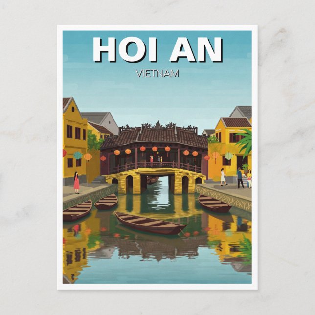 Postal Viaje de puente cubierto japonés por Hoi An Vietna (Anverso)