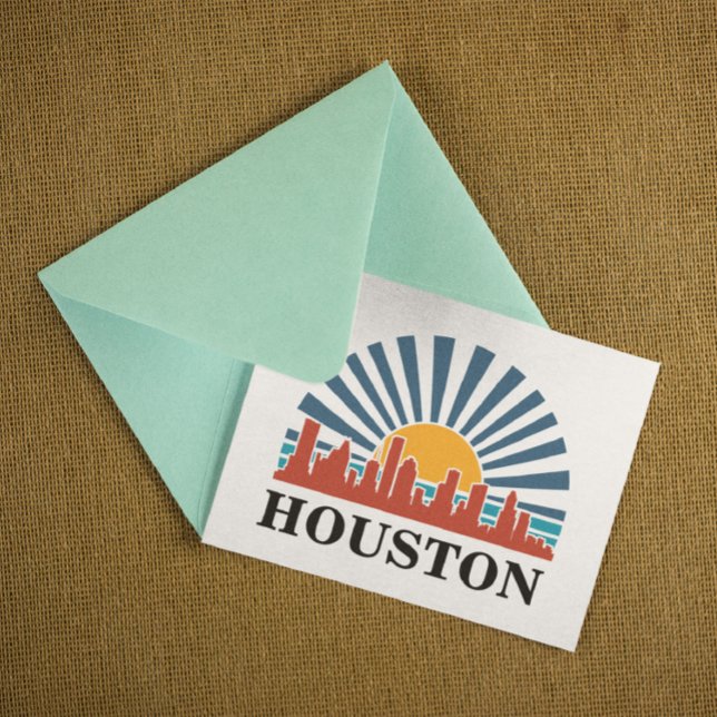 Postal Viaje de retro al atardecer de Houston Texas (Houston Texas Cityscape Postcard)