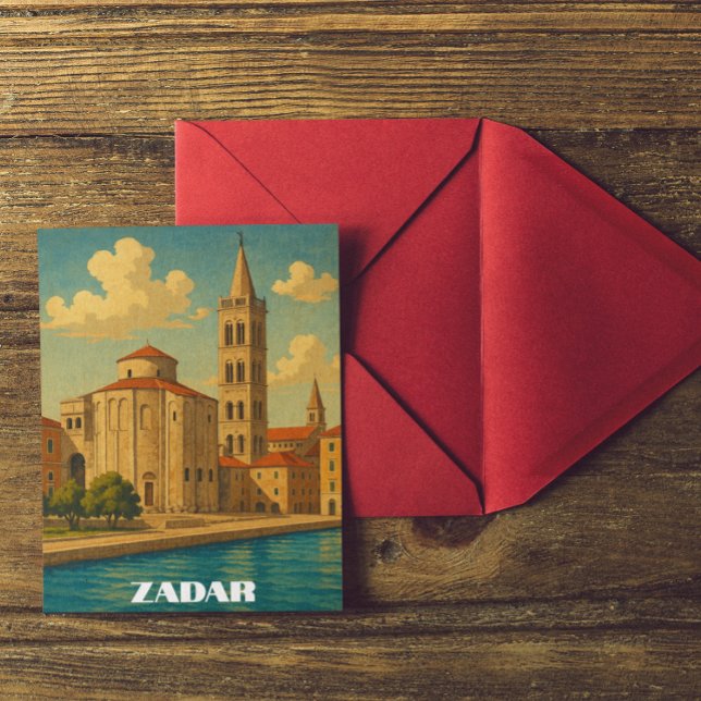 Postal Viaje de Retro Vintage Zadar Croatia (Retro Vintage Zadar Croatia Travel Postcard)