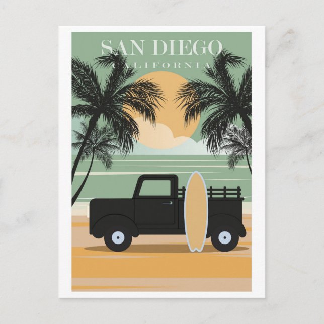Postal Viaje de San Diego California Beach (Anverso)