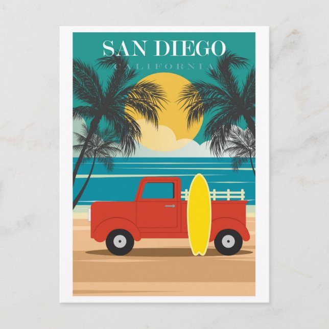 Postal Viaje de San Diego California Beach (Anverso)