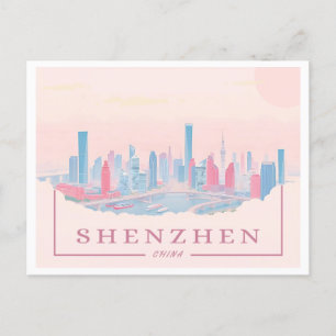Postal Viaje de Shenzhen China Futurista Skyline Pastel