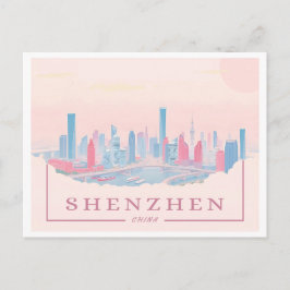 Postal Viaje de Shenzhen China Futurista Skyline Pastel