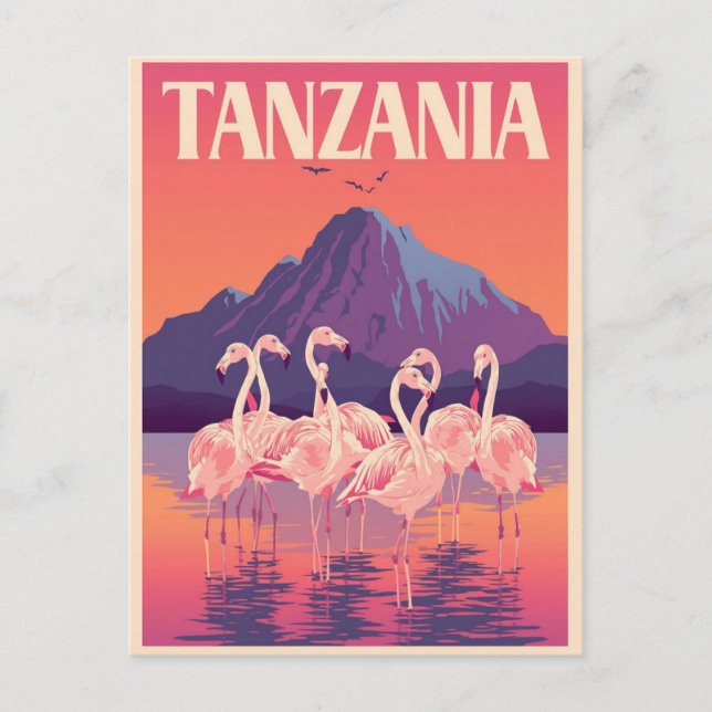 Postal Viaje de Tanzania África Flamingo Mountain (Anverso)