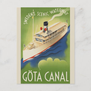 Postal Viaje de turismo de crucero retro en Suecia