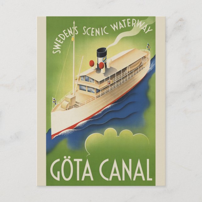 Postal Viaje de turismo de crucero retro en Suecia (Anverso)