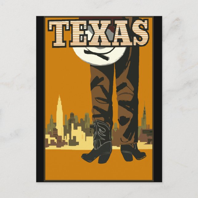 Postal Viaje de turismo por Texas Cowboy America Retro (Anverso)