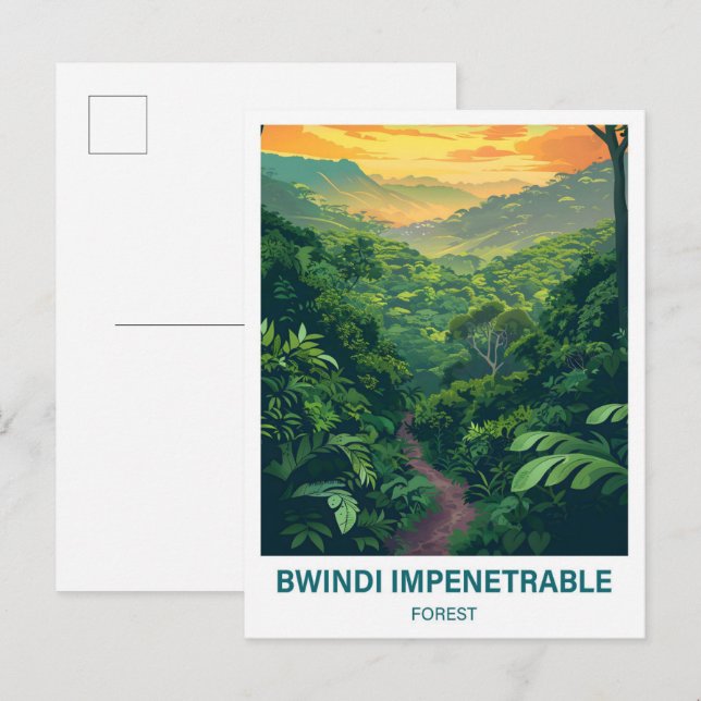 Postal Viaje de Uganda por un bosque impenetrable de Bwin (Anverso / Reverso)
