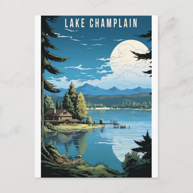 Postal Viaje de Vermont Lake Champlain (Anverso)