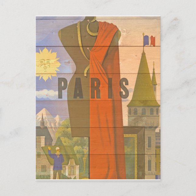 Postal Viaje de Viaje Retro París Vintage (Anverso)