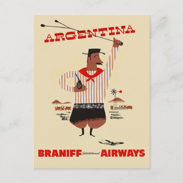 Postal Viaje de Vintage Argentina Airline (Anverso)