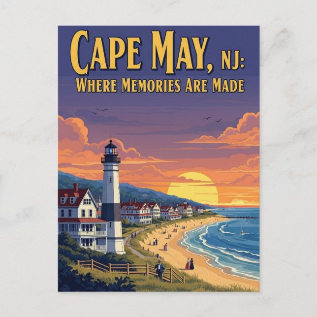 Postal Viaje de vintage Cape May New Jersey (Anverso)
