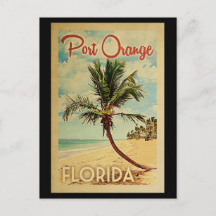 Postal Viaje de vintage de palm Tree Naranja