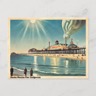 Postal Viaje de Vintage de Santa Mónica Pier California