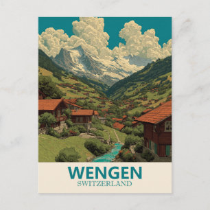 Postal Viaje de Vintage de Wengen Suiza