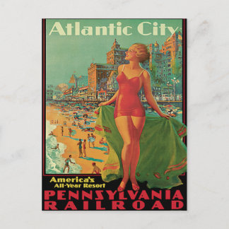 Postal Viaje de Vintage en la Ciudad Atlántica