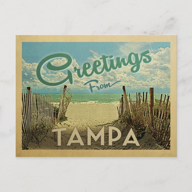Postal Viaje de Vintage en Playa Tampa (Anverso)