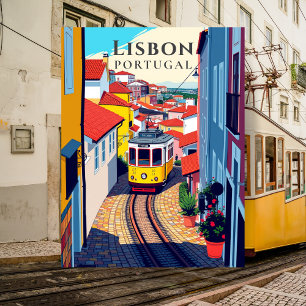 Postal Viaje de vintage en tranvía retro de Lisboa