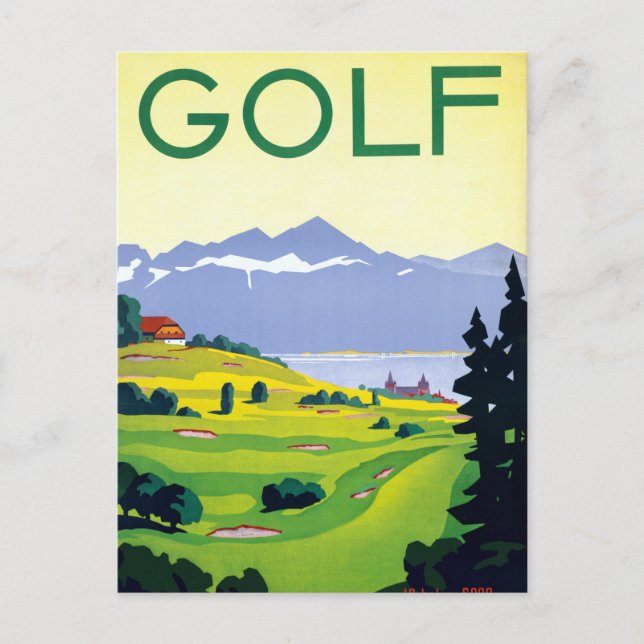 Postal Viaje de Vintage Golf Lausanne Suiza (Anverso)