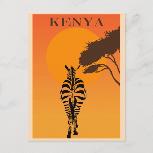 Postal Viaje de vintage Kenia África África cebra (Anverso)