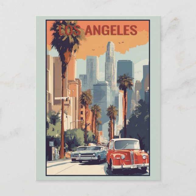 Postal Viaje de Vintage Los Angeles California City Skyli (Anverso)