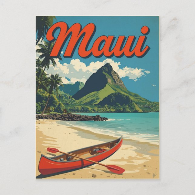 Postal Viaje de Vintage Maui Hawaii (Anverso)