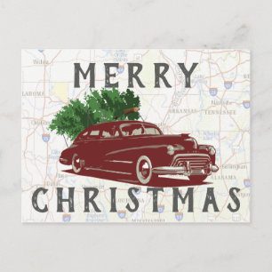 Postal Viaje de Vintage Merry Chritmas Rd